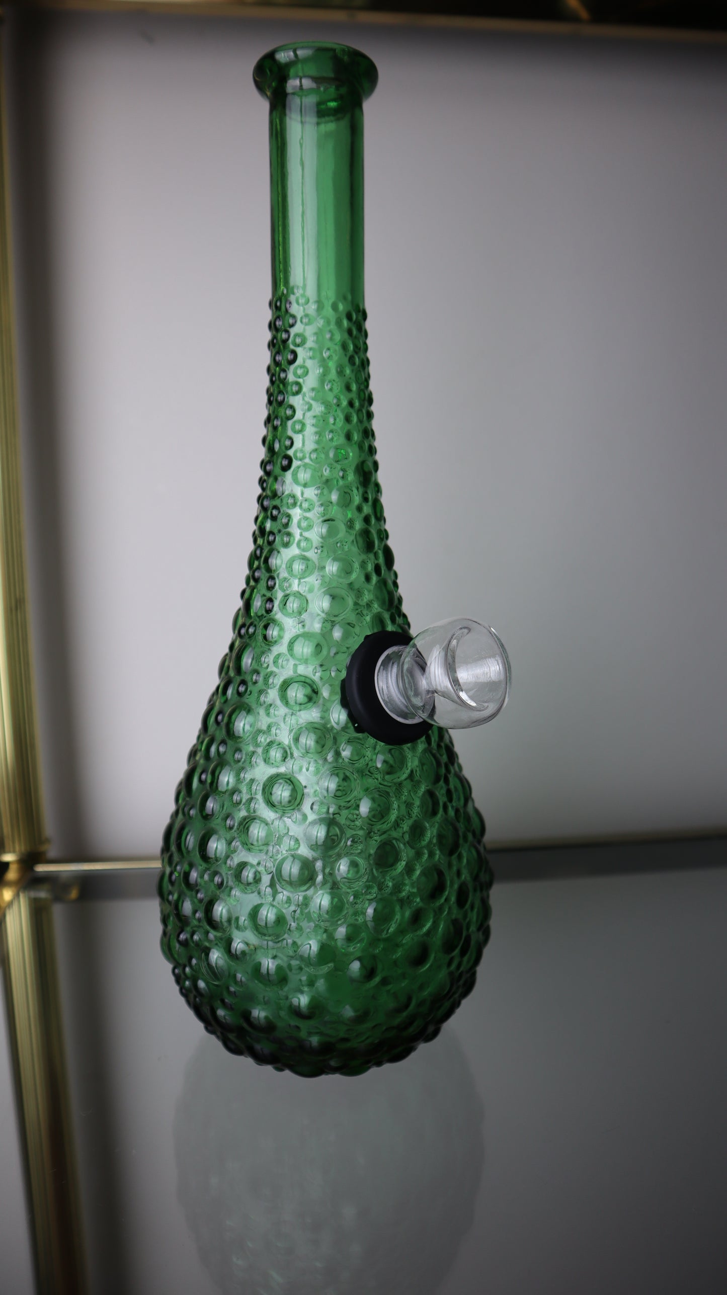 Midcentury Empoli Bubble Green Hobnail